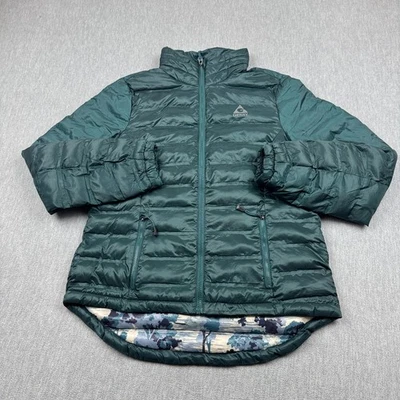 Gerry Women Jacket Small Green Down Puffer Quilted Full Zip Floral Lined Outdoor - Image 1 of 4