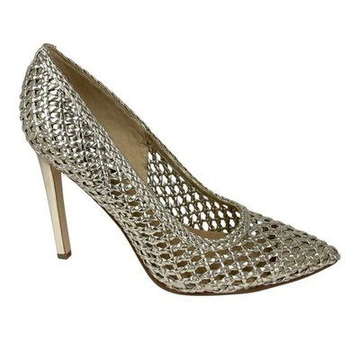 Nine West Women's Tatiana Woven Stiletto Pointy Toe Dress Pumps Gold Size 7.5M - Image 1 of 4