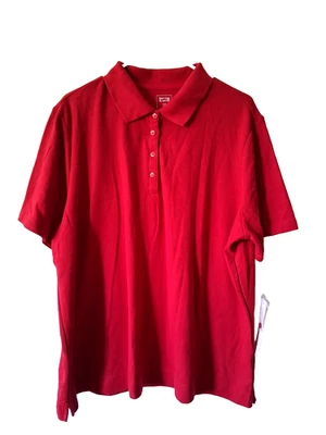 Hastings & Smith Polo Top Shirt Women's Size 2X Red Solid Short Sleeve Uniform - Image 1 of 4