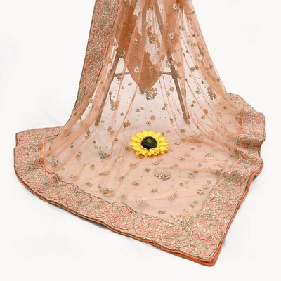 Bufandas Dabka vintage pesadas de malla de red Dupatta estola larga bordadas a mano Foto 1 de 4