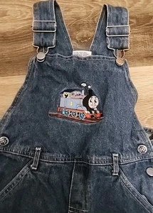 Vintage Thomas The Tank Engine Denim Overalls 5T Train Embroidered Cargo - Picture 1 of 6