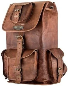 Leder Vintage Ziege Rucksack Tasche Rucksack Echt Schulter Neu Klassisch - Picture 1 of 7