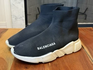 Balenciaga Speed Trainer shoes Men’s Size 7.5 Black White logo fashion - Picture 1 of 14