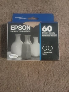 *NEW In Box* EPSON 60 Black Twin-pack Standard Capacity Cartridges (EXPIRE 2019) - Picture 1 of 3