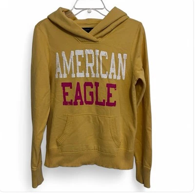 Sudadera con capucha American Eagle para mujer talla mediana amarilla mezcla de algodón suave Foto 1 de 4