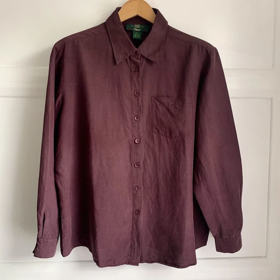 Orvis Silk Linen Shirt Women XL UK 18 20 Mulberry Purple Classic Fit Long Sleeve - Image 1 of 4