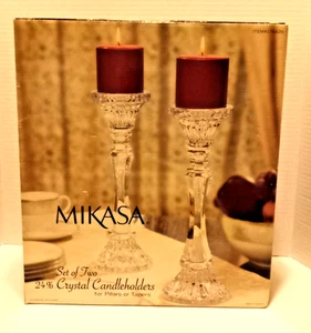MIKASA Rochester LEAD CRYSTAL 11.8" Tall Candle Holders XY064/338 - Picture 1 of 6