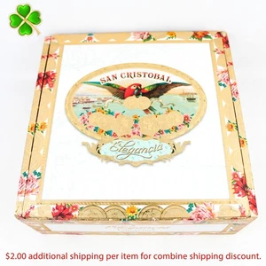 Caja de cigarros de madera vacía San Cristóbal Churchill Elegancia 7,5" x 7,5" x 2,75" - Imagen 1 de 12