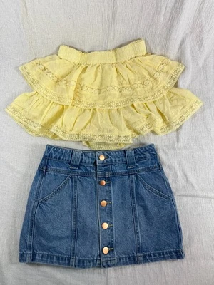 2- Pantalones Cortos de Encaje en Capas Altar'd State Raleigh para Mujer XS Denim Mini Academia Boho Foto 1 de 4