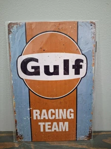 Insegna in metallo GULF Racing Team 12 x 8 pollici - Foto 1 di 5