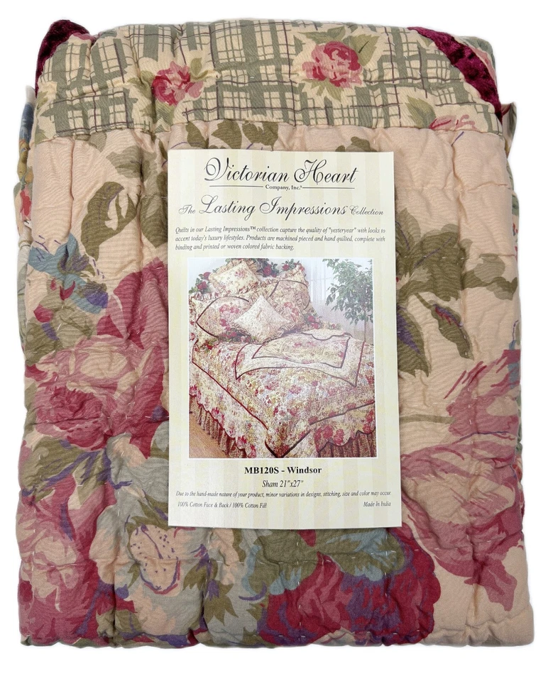 Almohada acolchada Sham Windsor 21”x 27” corazón victoriano impresiones duraderas coleccionar Foto 1 de 3