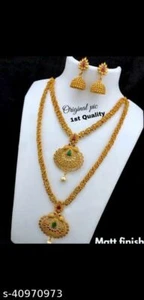 Juego de Collar de Joyería Templo de la Moda India Enchapado en Oro Perla Bollywood Boda - Imagen 1 de 6