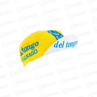Retro Del Tongo Yellow Cycling Cap - Vintage Bike Hat, Fits Under Helmet, Italy - Image 1 of 4