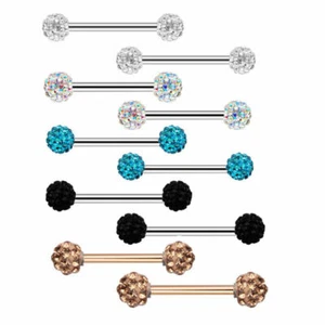 1Pair CZ Nipple Bar Ring Stainless Steel Nipple Rings Body Piercing Jewelry - Picture 1 of 16
