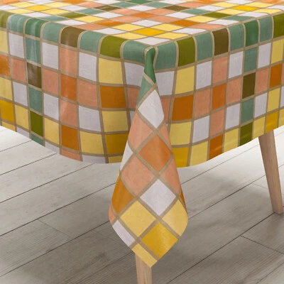 Toile Cirée Nappe 160 CM Largeur B3838-01 Mosaïque Multicolore Carré Rond Oval - Photo 1/4