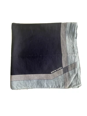 PIERRE CARDIN BLUE STRIP PATTERN COTTON 17" HANDKERCHIEF POCKET SQUARE MEN Japan - Image 1 of 3
