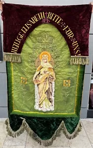 Antique Christian Church Panel Hand Embroidery Vestment Chasuble 88 X 155 Cm - Picture 1 of 9