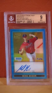 2009 Bowman Chrome Draft Prospects Auto Blue Mike Minor Card BGS 9 Auto 10. - Picture 1 of 2