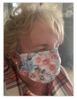 Face mask Unicorns And Roses Multi cotton hand made Fun Gift Idea NWT - Image 1 of 4