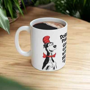 Taza de cerámica blanca Doberman Pinscher Art on, ventiladores de café y té de regalo para amantes de los perros - Imagen 1 de 7