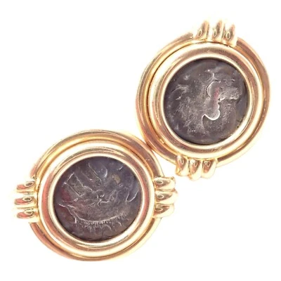 Pendientes Moneta Vintage Bulgari Bvlgari Oro Amarillo 18k Alejandro Magno Moneda Foto 1 de 4