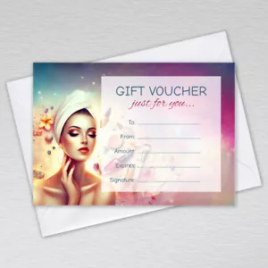 Gift Vouchers Card A6 Salon Beauty Shops Business Hairdressers Spa Blank Female - Picture 1 of 1