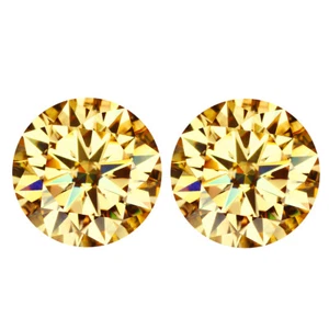4,91 quilates IF [par de 2 piezas] brillante corte redondo 8,9 mm moissanita amarillo dorado - Imagen 1 de 5