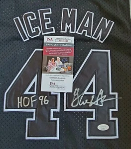 George Gervin Signed Throwback Spurs Jersey "IceMan" On Back Of Jersey. JSA CERT - Picture 1 of 3