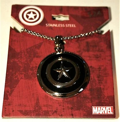 Marvel Comics Capitán América Esmalte y Acero Inoxidable Escudo Collar Nueva Tarjeta Foto 1 de 3