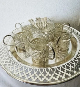 Silver Plated Tea, Cream And Sugar Set With Spoons - Picture 1 of 9