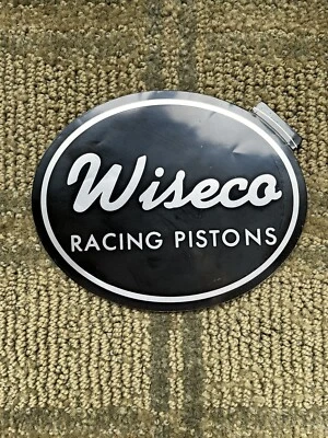 NOS Vintage Wiseco Racing Piston Oval Sticker Large Black Silver Kart Snowmobile - Image 1 of 3