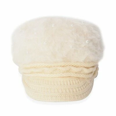 Gorra Newsboy para mujer simulada perla crema talla única Foto 1 de 3