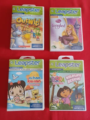 Leapster Games Lot - Tangled, Outwit!, Ni Hao, Kai-lan Beach Day, Dora Wildlife - Image 1 of 4