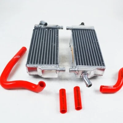 Fit 1992-1996 Honda CR250R CR 250R CR250 R Aluminum Radiator Red Hose 1993 1994 - Image 1 of 4