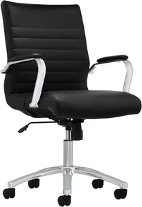 ® Modern Comfort Series Winsley Bonded Leather Mid-Back Chair, Black - Picture 1 of 9