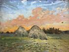 Oil Painting Unframed Evening In The Meadow Cherkass A Original Painting N619