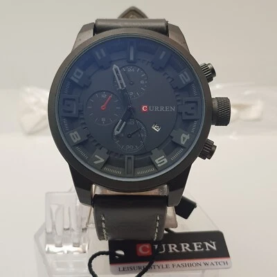 Reloj Analógico de Cuarzo Curren Esfera Negra Correa de Cuero Negro... BATERÍA NUEVA  Foto 1 de 4