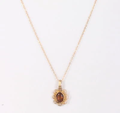 COLLAR CADENA COLGANTE PIEDRA ÁMBAR DORADO VINTAGE MODA 1585B Foto 1 de 3