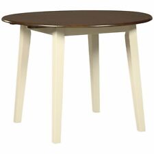 Signature Design by Ashley Woodanville Round Drop Leaf Dining Table White