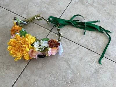 Niñas Niños Flor Corona Celebración Flor Corona con Pajaritos Mariposa Foto 1 de 2