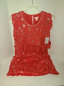 NWT Girl’s Cat & Jack Sleeveless Lined Dress Size XL 14/16  Red With Stars - Picture 1 of 4