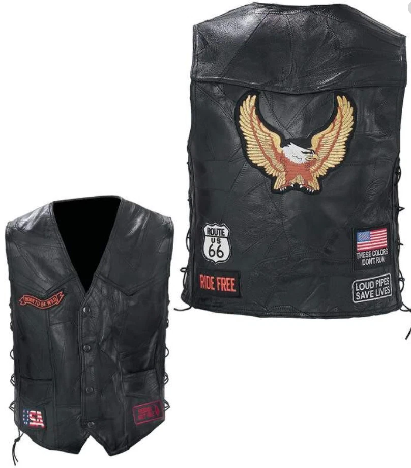 БРИЛЛИАНТ ПЛАСТИНЫ BUFFALO КОЖИ МОТОЦИКЛА МОТОЦИКЛИСТА ЖИЛЕТ, ШНУРОВКА СТОРОН, МУЖСКОЙ маленький - Изображение 1 из 1