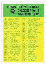 CHECKLIST NO. 2  1966 Philadelphia Football card #198 UNMARKED POOR