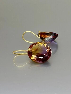 4 Ct Round Ametrine Lab-Created Drop Dangle Earrings 14k Gold Plated 925 Silver - Image 1 of 4