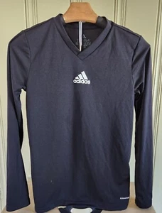 Adidas Shirt Youth 13-14Y Black Climate V-Neck Shirt - Picture 1 of 3