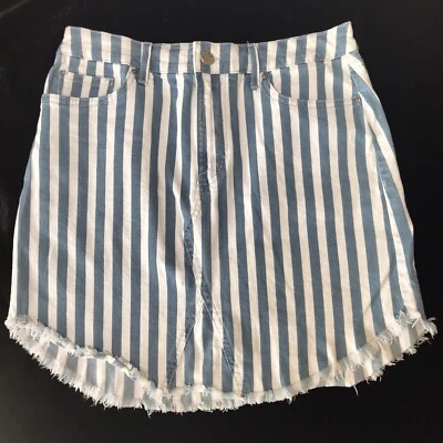 Falda Denim Rayas Juniors 30 Corte Azul Blanco Preppy Náutica Costera Playa Foto 1 de 4