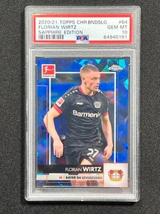 2020-21 Topps Chrome Sapphire Bundesliga Florian Wirtz RC PSA 10 Leverkusen - Picture 1 of 2