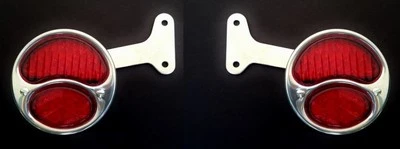 Red LED Hot Rod Taillights Stake Pocket Stepside Pickup Truck Custom Dodge Ford - Image 1 of 3