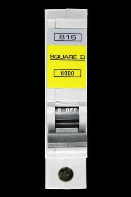 SQUARE D 16 AMP CURVE B 6kA MCB CIRCUIT BREAKER QOE 6000 - Image 1 of 4
