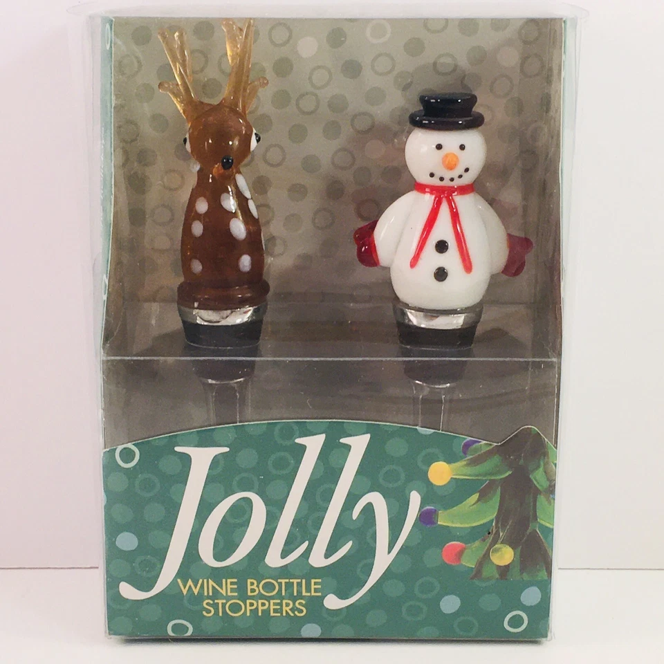 Jolly Wine Bottle Stoppers Reindeer & Snowman